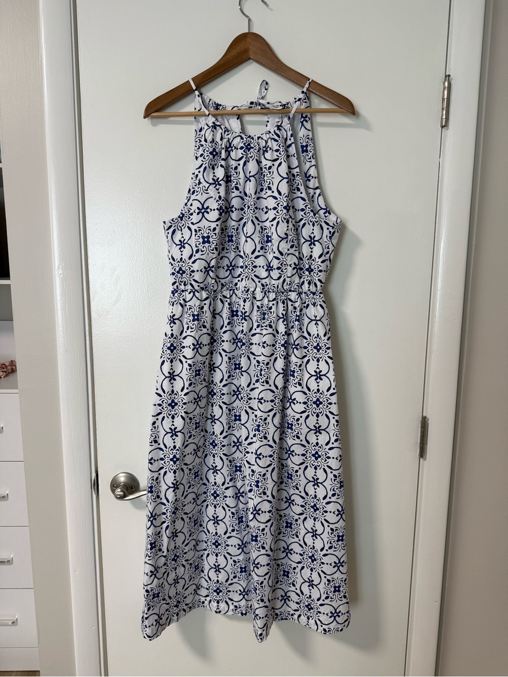 J. Crew Blue and White Patterned Halter Dress - Picture 3 of 8